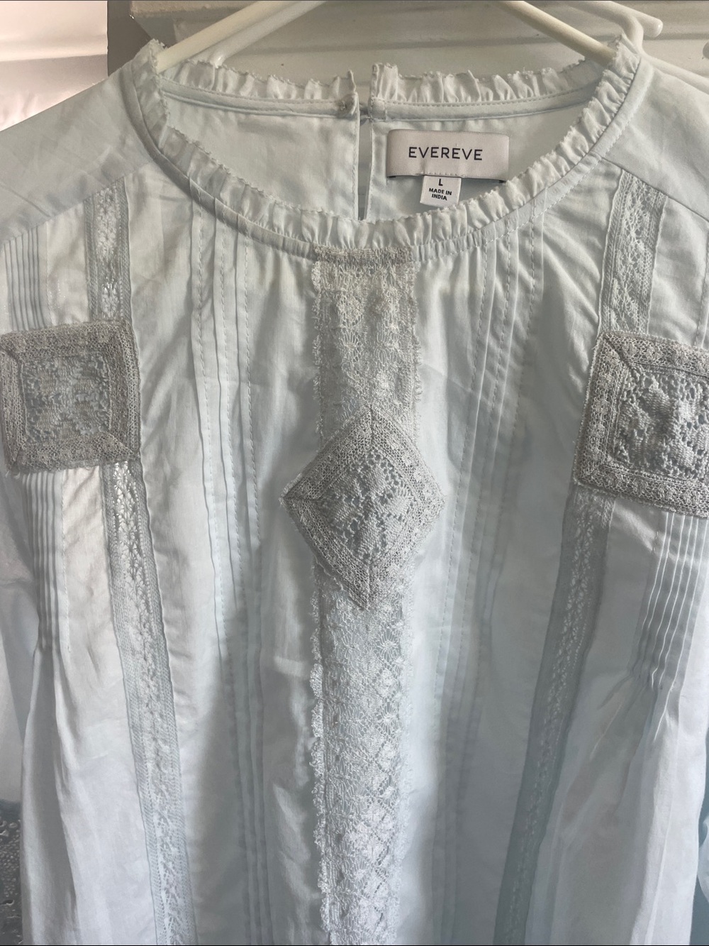 Evereve light blue  Embroidered Boho Peasant Top